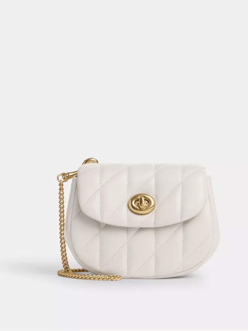 NWT Coach Turnlock Card Case (White/Gold) in Nappa Leather - Quilted